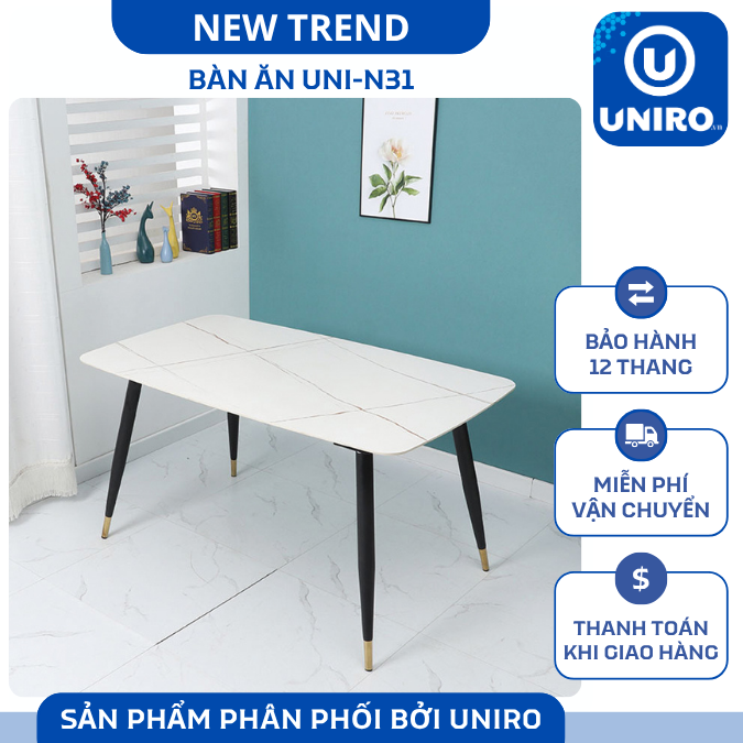 UNI-N31 Bộ Bàn Ăn Ghế Monet Không Tay Nhập Khẩu Cao Cấp - Lắp đặt tận nhà - NEW TREND