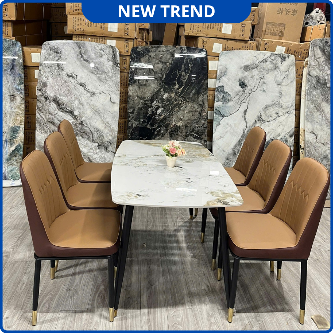 UNI-N31 Bộ Bàn Ăn Ghế Monet Không Tay Nhập Khẩu Cao Cấp - Lắp đặt tận nhà - NEW TREND