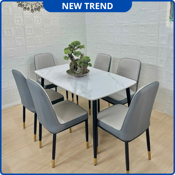 UNI-N31 Bộ Bàn Ăn Ghế Monet Không Tay Nhập Khẩu Cao Cấp - Lắp đặt tận nhà - NEW TREND