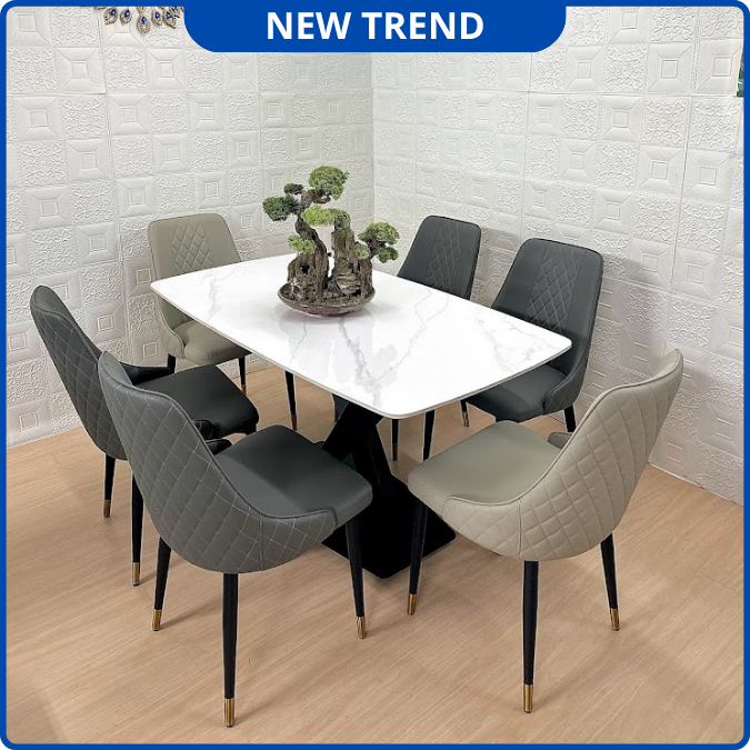 UNI-N33 Bộ Bàn Ăn chân chéo kết hợp ghế Nhập Khẩu Cao Cấp - Lắp đặt tận nhà - NEW TREND