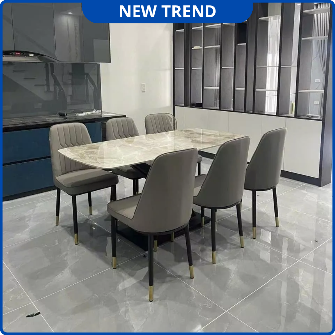 UNI-N33 Bộ Bàn Ăn chân chéo kết hợp ghế Nhập Khẩu Cao Cấp - Lắp đặt tận nhà - NEW TREND