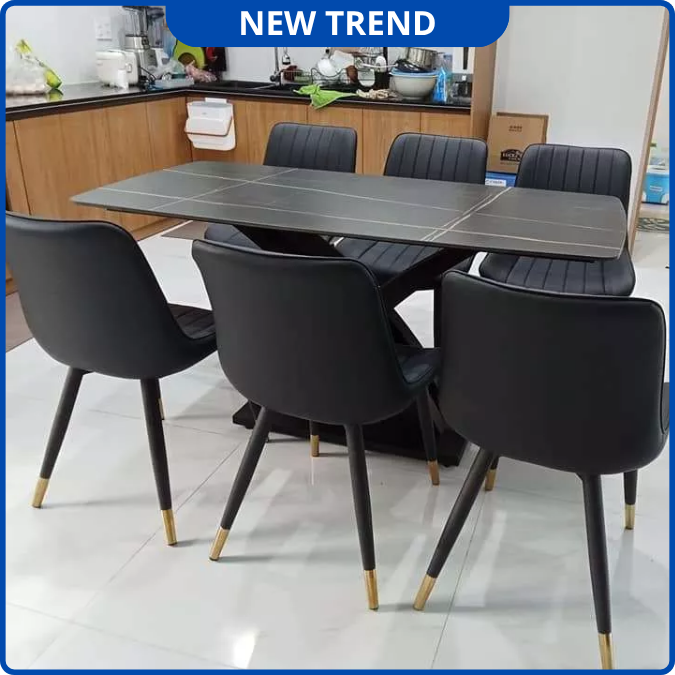 UNI-N33 Bộ Bàn Ăn chân chéo kết hợp ghế Nhập Khẩu Cao Cấp - Lắp đặt tận nhà - NEW TREND