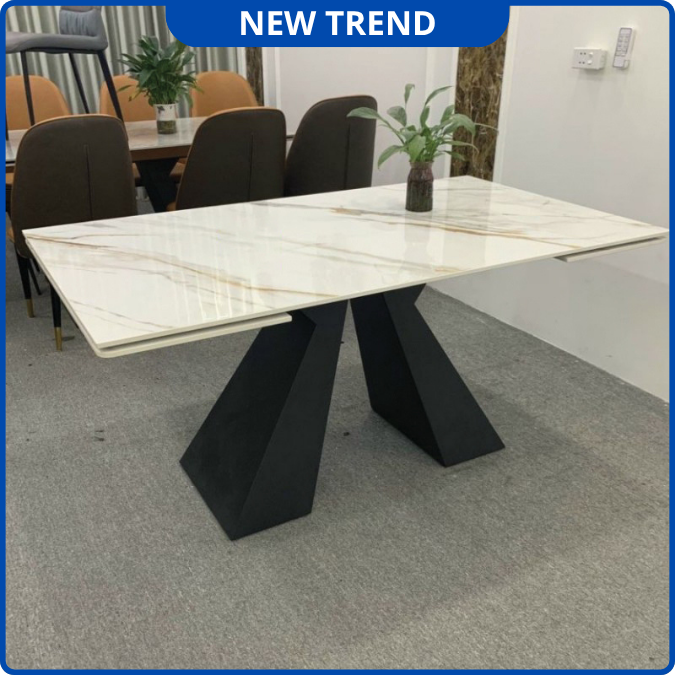 UNI-N34 Bộ Bàn Ăn Thông Minh chân A Mặt Đá Ceramic Nhập Khẩu Cao Cấp - Lắp đặt tận nhà - NEW TREND