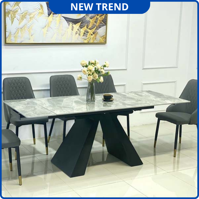 UNI-N34 Bộ Bàn Ăn Thông Minh chân A Mặt Đá Ceramic Nhập Khẩu Cao Cấp - Lắp đặt tận nhà - NEW TREND
