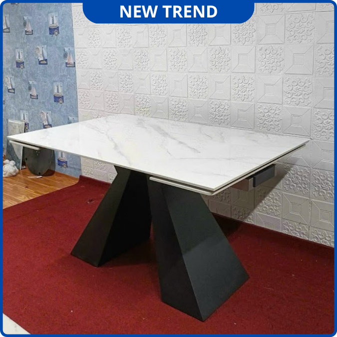 UNI-N34 Bộ Bàn Ăn Thông Minh chân A Mặt Đá Ceramic Nhập Khẩu Cao Cấp - Lắp đặt tận nhà - NEW TREND
