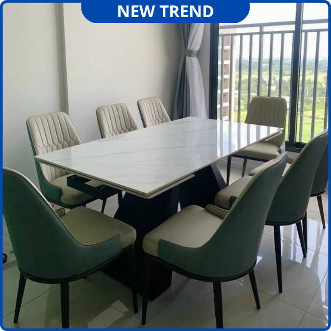 UNI-N34 Bộ Bàn Ăn Thông Minh chân A Mặt Đá Ceramic Nhập Khẩu Cao Cấp - Lắp đặt tận nhà - NEW TREND