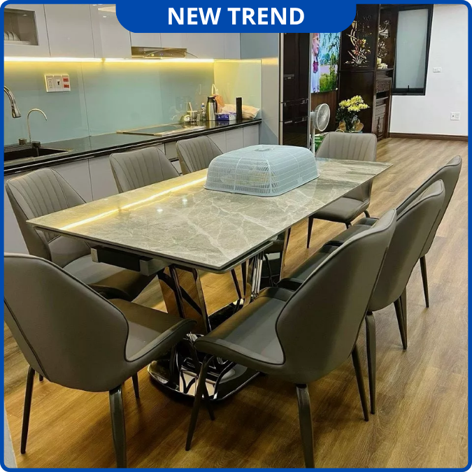 UNI-N36 Bộ Bàn Ăn Thông Minh Mặt Đá Ceramic Nhập Khẩu Cao Cấp - Lắp đặt tận nhà - NEW TREND