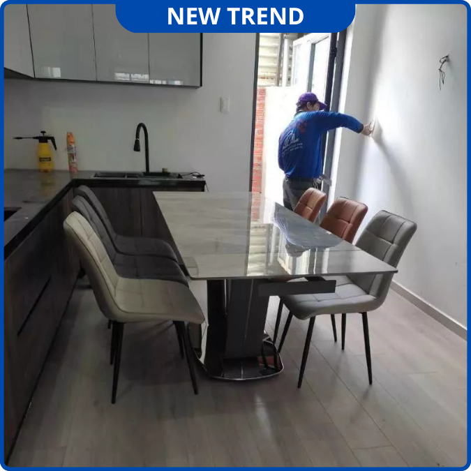 UNI-N36 Bộ Bàn Ăn Thông Minh Mặt Đá Ceramic Nhập Khẩu Cao Cấp - Lắp đặt tận nhà - NEW TREND