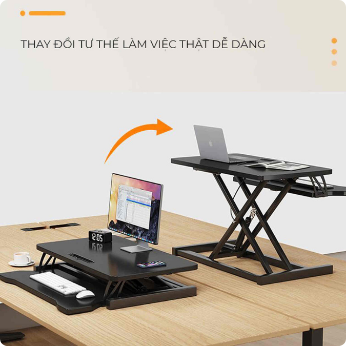 Bàn Nâng Hạ UNI-15. Bàn 2 Tầng Điều Chỉnh Chiều Cao Bàn Học Đứng Làm Việc Thông Minh Đa Năng