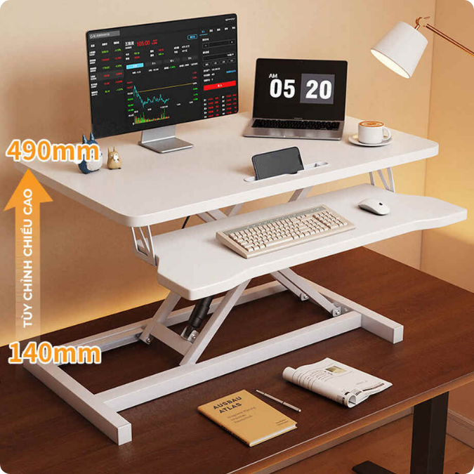 Bàn Nâng Hạ UNI-15. Bàn 2 Tầng Điều Chỉnh Chiều Cao Bàn Học Đứng Làm Việc Thông Minh Đa Năng