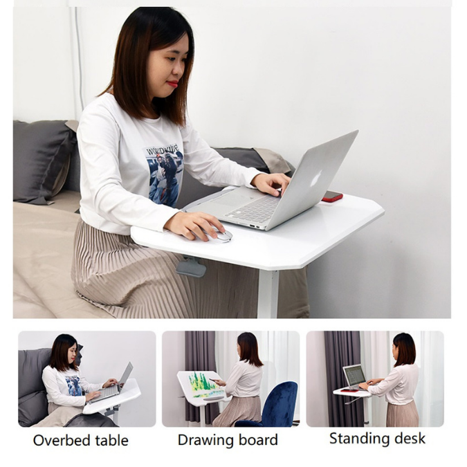Bàn nâng hạ thông minh di động chiều cao, bánh xe xoay 360, mặt bàn có góc nghiêng