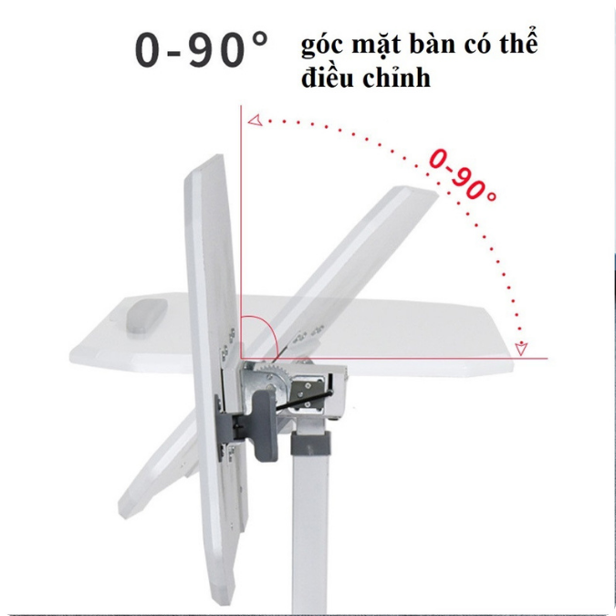 Bàn nâng hạ thông minh di động chiều cao, bánh xe xoay 360, mặt bàn có góc nghiêng