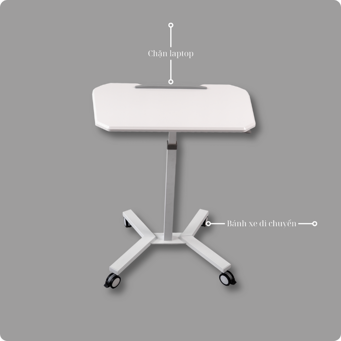 Bàn nâng hạ thông minh di động chiều cao, bánh xe xoay 360, mặt bàn có góc nghiêng