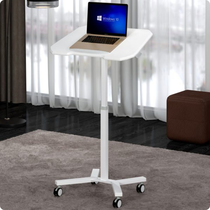 Bàn nâng hạ thông minh di động chiều cao, bánh xe xoay 360, mặt bàn có góc nghiêng
