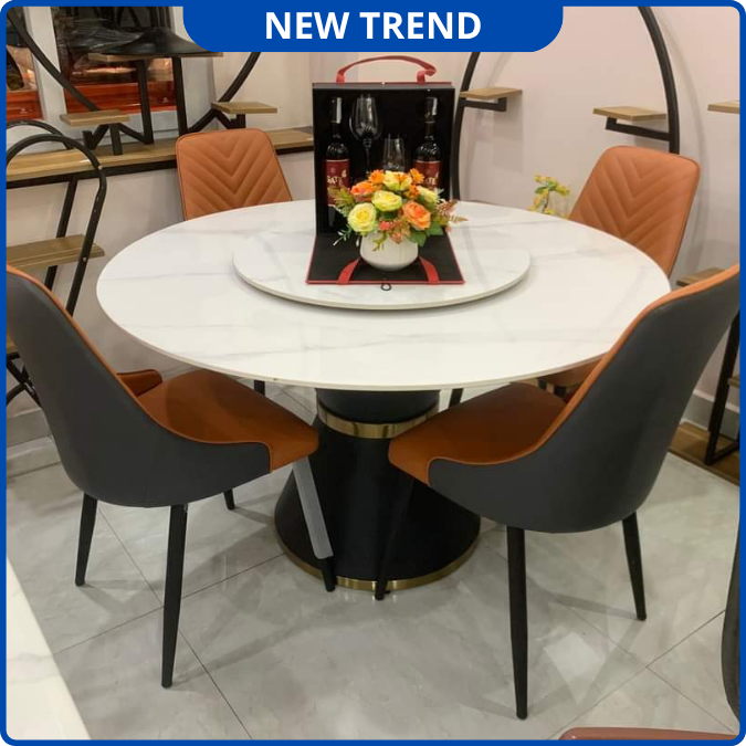 UNI-N30 Bộ Bàn Ăn tròn + Ghế Monet Không Tay Nhập Khẩu Cao Cấp - Lắp đặt tận nhà - NEW TREND