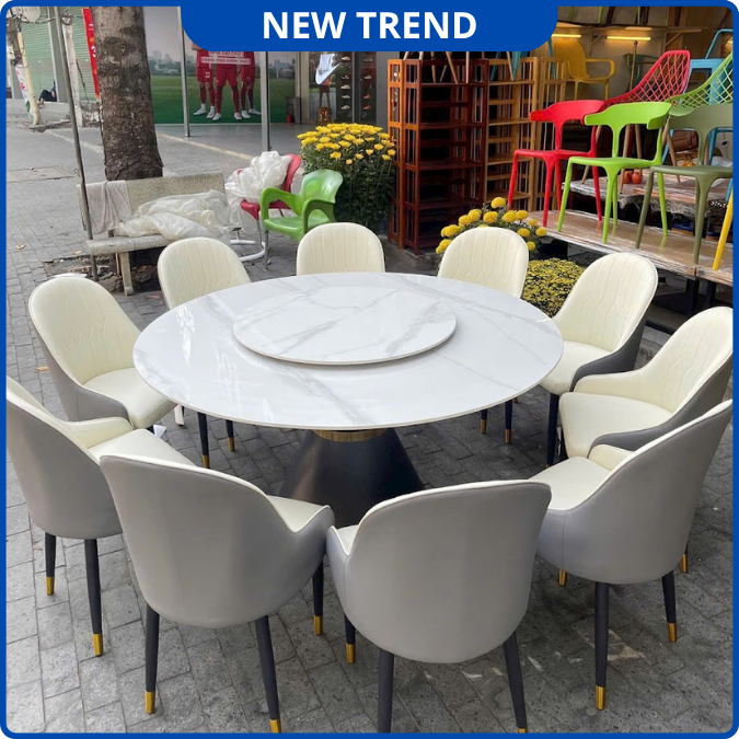 UNI-N30 Bộ Bàn Ăn tròn + Ghế Monet Không Tay Nhập Khẩu Cao Cấp - Lắp đặt tận nhà - NEW TREND