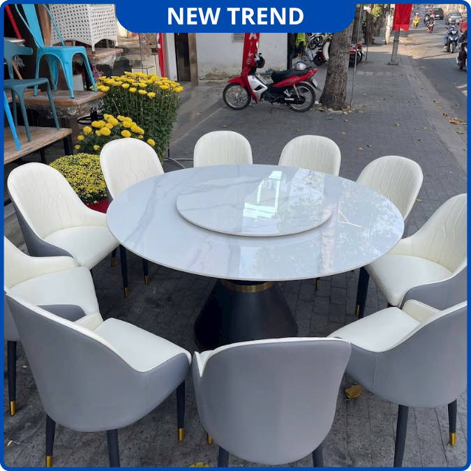 UNI-N30 Bộ Bàn Ăn tròn + Ghế Monet Không Tay Nhập Khẩu Cao Cấp - Lắp đặt tận nhà - NEW TREND