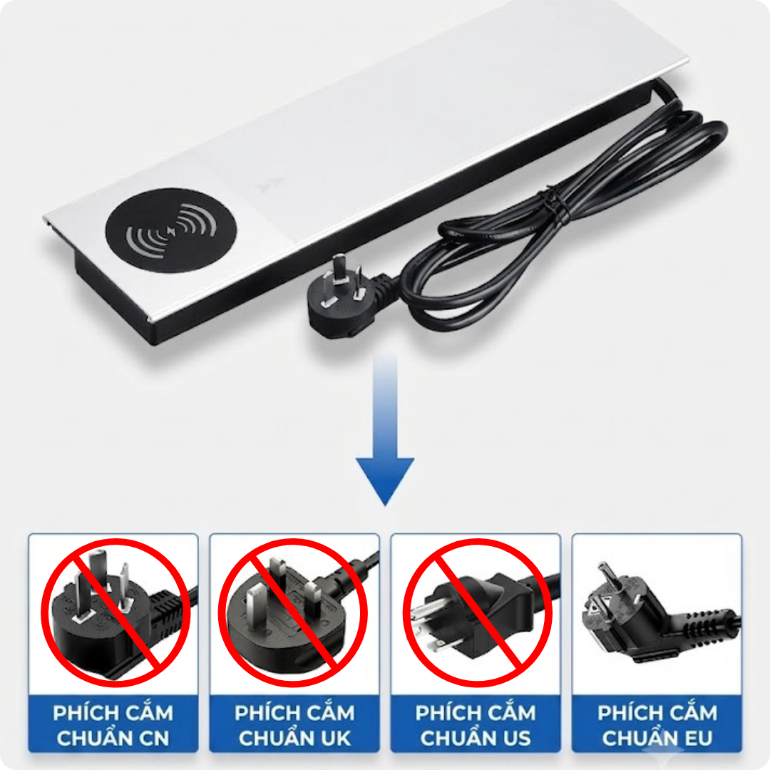 Hộp Điện Âm Bàn UNIRO EVO PRO-UK1 - Ổ Cắm Điện Để Bàn Nắp Trượt Thông Minh Tích Hợp Sạc Không Dây Cao Cấp