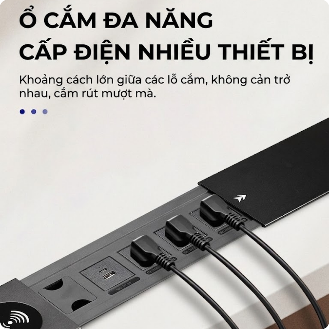 Hộp Điện Âm Bàn UNIRO EVO PRO-UK1 - Ổ Cắm Điện Để Bàn Nắp Trượt Thông Minh Tích Hợp Sạc Không Dây Cao Cấp