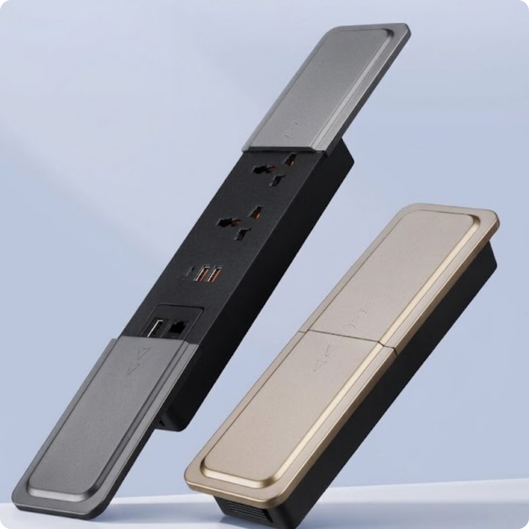 Ổ Cắm Trượt Âm Bàn Siêu Mỏng Đa Năng Tích Hợp Cổng Type-C USB - Decor Bàn Làm Việc Gọn Gàng