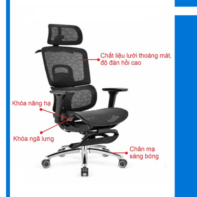 Ghế Công Thái Học Ergo 8D Chống Đau Mỏi Vai Gáy Cổ - Tựa Tay 3D Điều Chỉnh, Khung Chịu Lực 150kg