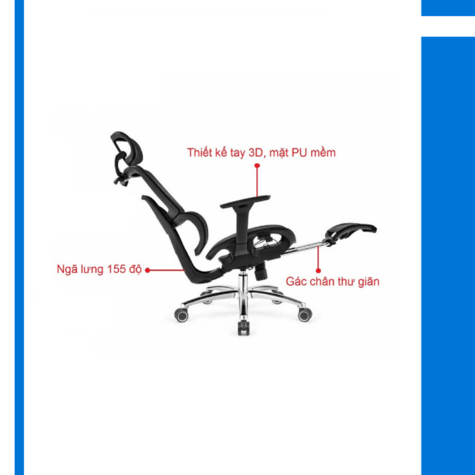 Ghế Công Thái Học Ergo 8D Chống Đau Mỏi Vai Gáy Cổ - Tựa Tay 3D Điều Chỉnh, Khung Chịu Lực 150kg