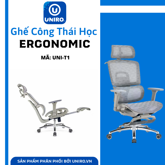UNIRO-T1 Ghế công thái học Nâng cấp chân thép, chịu tải 280KG