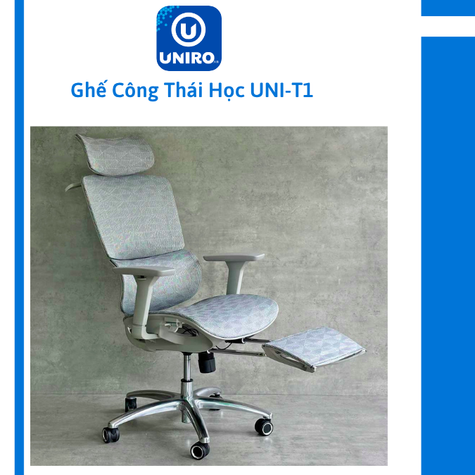 UNIRO-T1 Ghế công thái học Nâng cấp chân thép, chịu tải 280KG