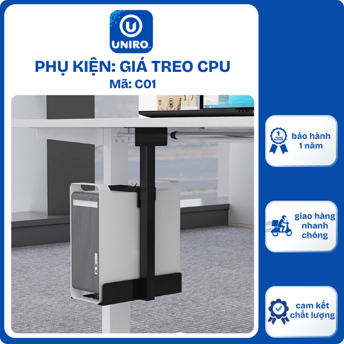 Giá treo CPU bàn làm việc tiện lợi, tùy chỉnh linh hoạt cho mọi kích cỡ thùng CPU