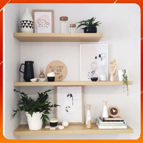 Kệ Trang Trí, Bộ bao gồm 3 thanh kệ gỗ treo tường thanh ngang