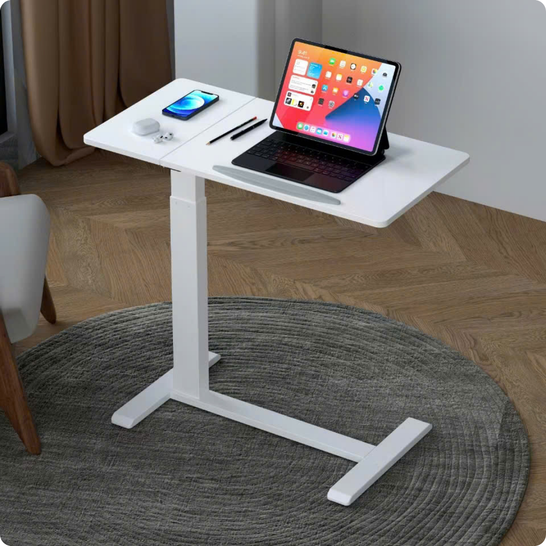 Bàn Laptop Nâng Hạ Chiều Cao thông minh. Có Bánh Xe Xoay 360 Độ. Mặt bàn có góc nghiêng. Thế hệ 2