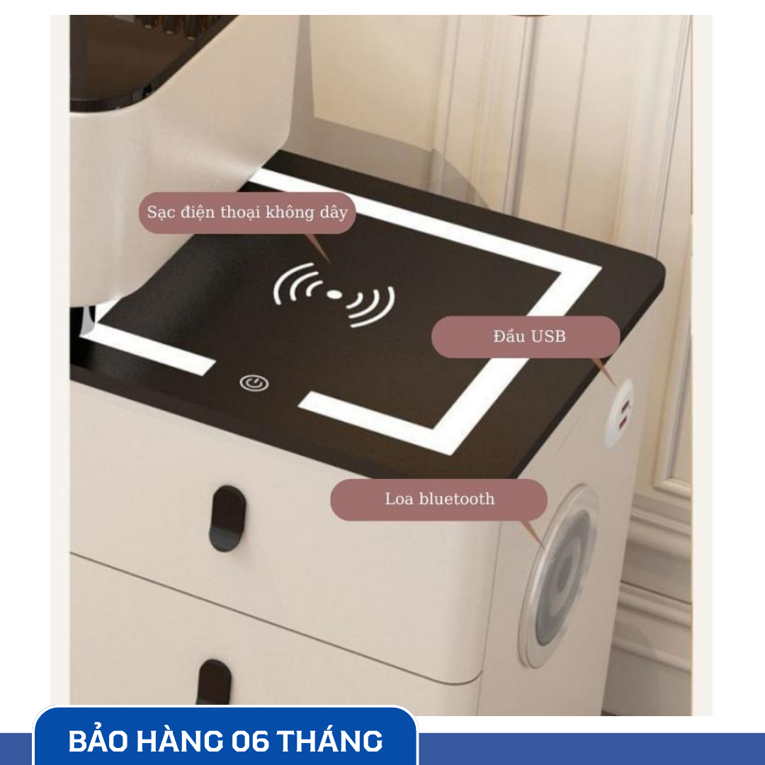 Bàn Trang Điểm Thông Minh Sạc Không Dây - Loa Bluetooth - Gương Đèn Led - Tặng kèm Ghế - UNICORN-06