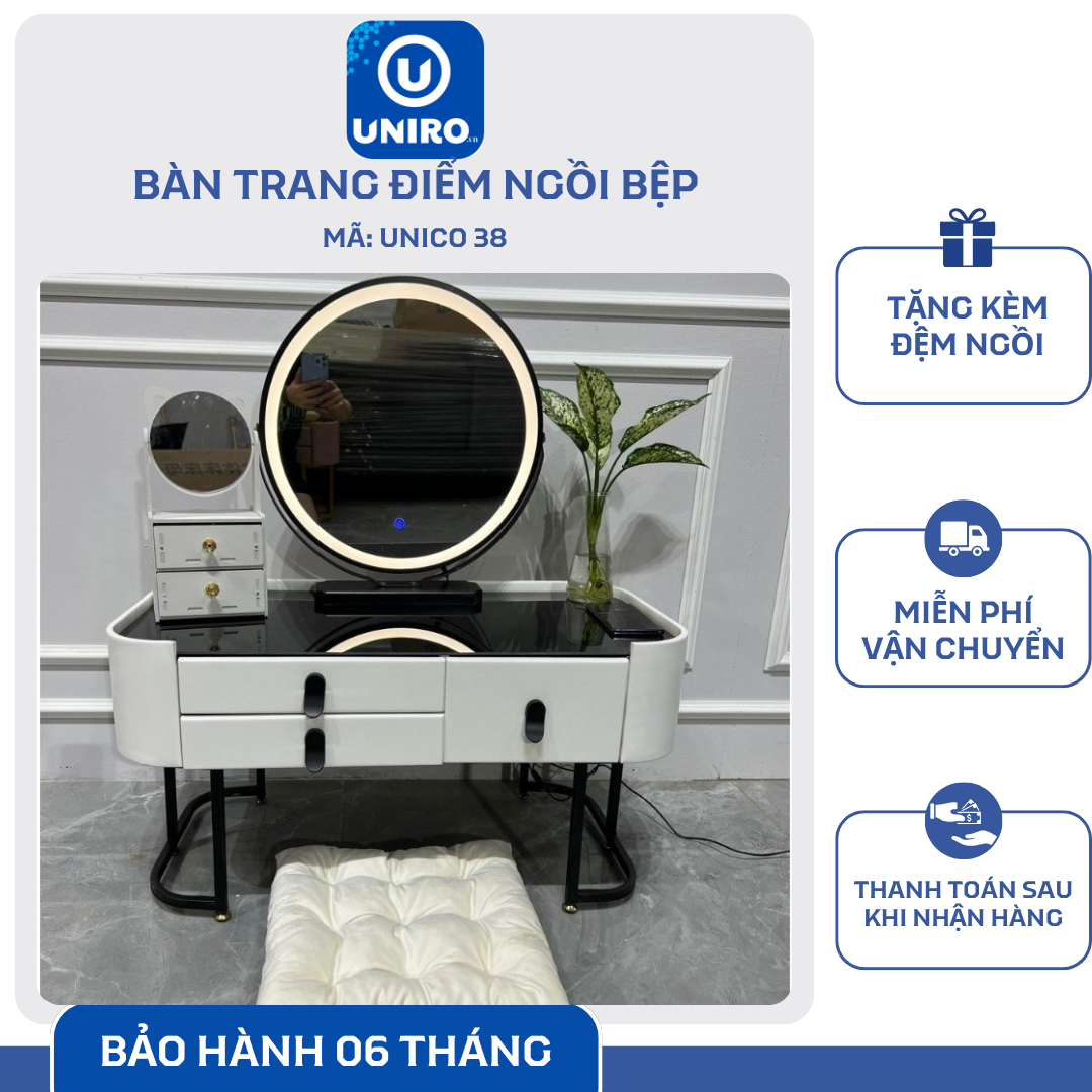 Bàn Trang Điểm Thông Minh Sạc Không Dây -  Gương Đèn Led - UNICORN-38