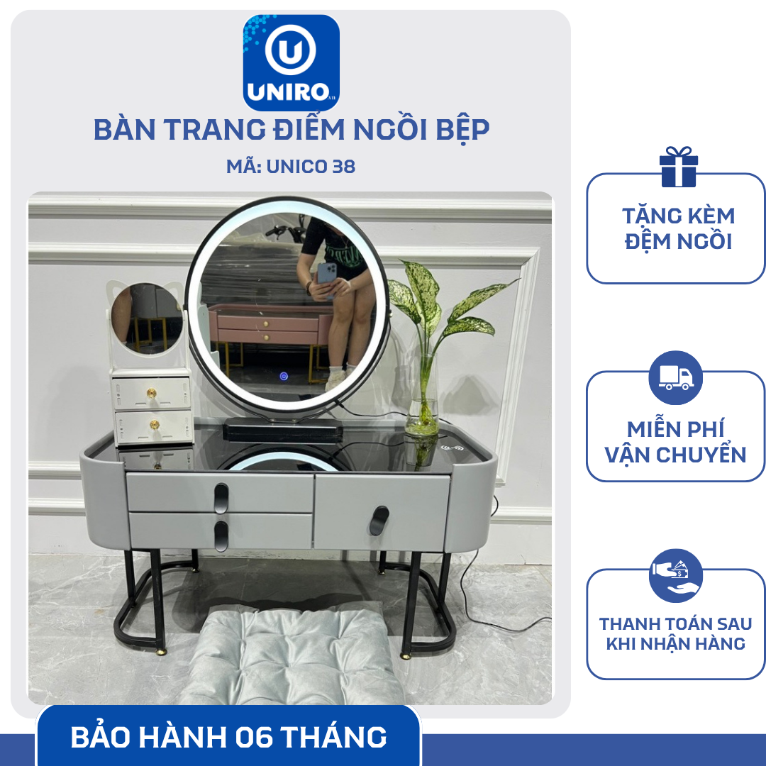Bàn Trang Điểm Thông Minh Sạc Không Dây -  Gương Đèn Led - UNICORN-38