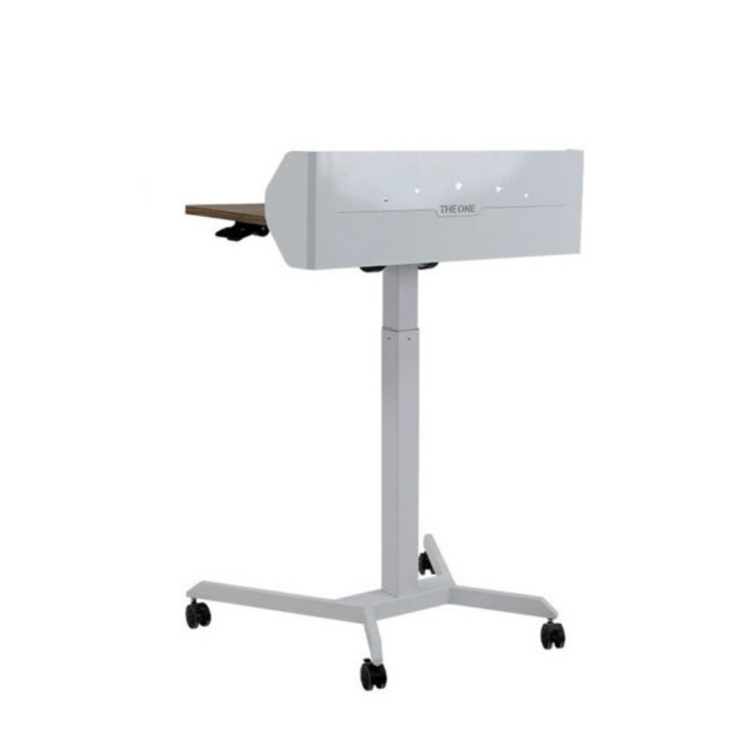Bục phát biểu di động thông minh. Nâng hạ chiều cao thông minh, mặt bàn có góc nghiêng. Bánh xe có khóa cố định