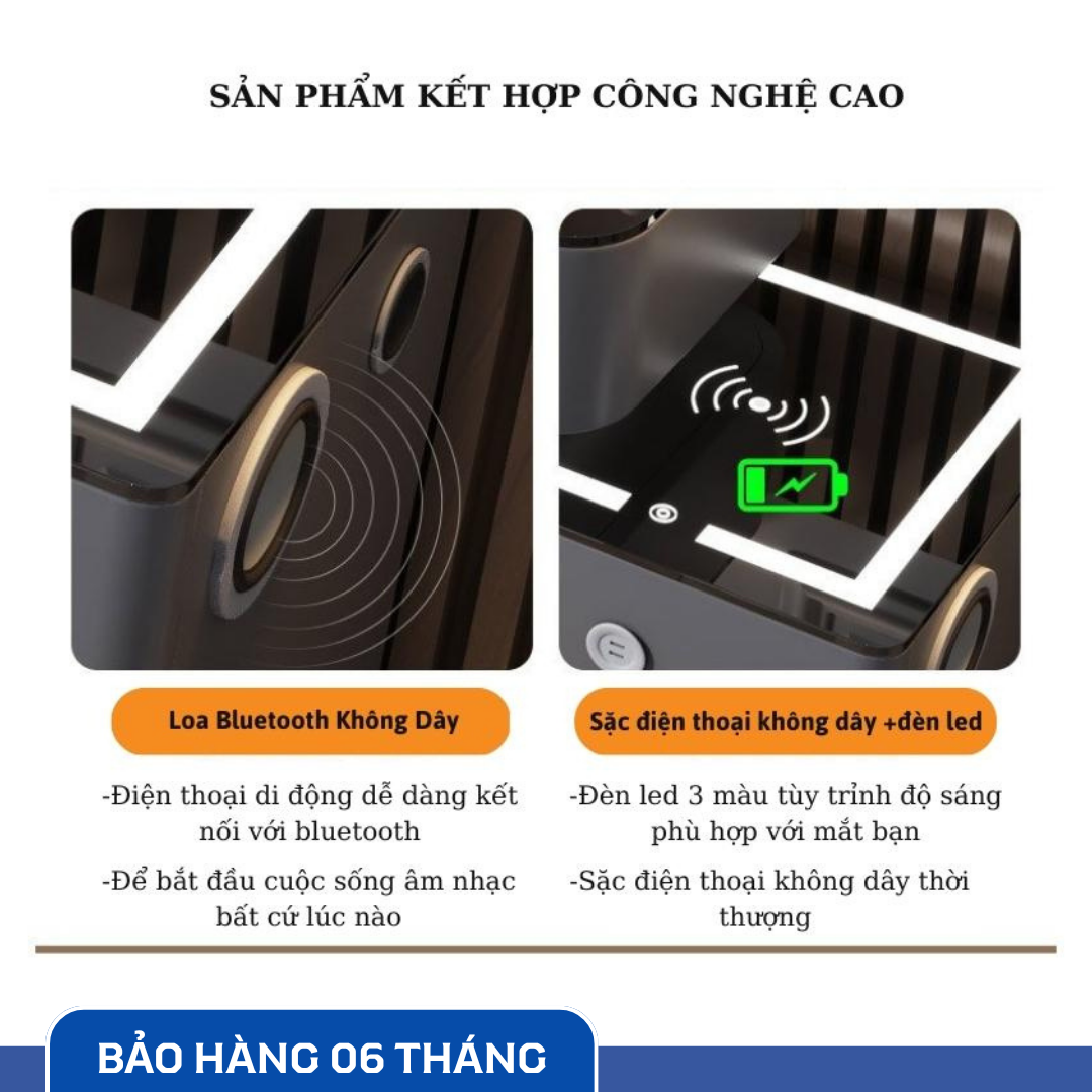 Bàn Trang Điểm Thông Minh Sạc Không Dây - Loa Bluetooth - Gương Đèn Led - Tặng kèm Ghế - UNICORN-03